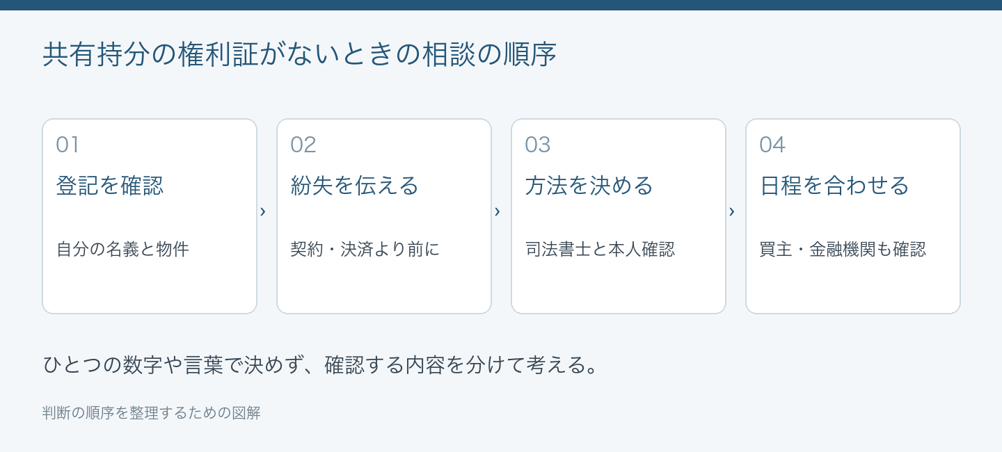 共有持分の権利証がないときの相談の順序